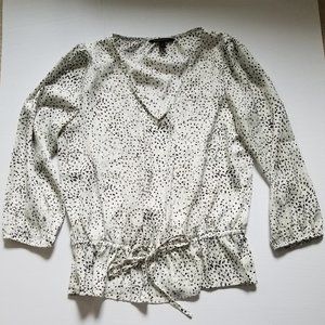 Banana Republic Petite White Dot Satin Peplum Top